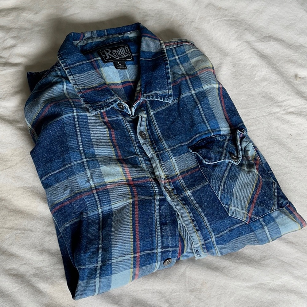 [retrofit] long sleeve plaid button down sz LARGE
